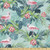 Lunarable Flamingo Fabric by The Yard, Tropical Jungle with Hibiscus Flora Monstera Fan Palm Leaves, Decorative Fabric for Upholstery and Home Accents, Dark Coral Dark Teal