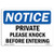 OSHA Notice Sign - Private Please Knock Before Entering - Rigid Plastic Sign - Protect Your Business, Construction Site, Warehouse  and  Shop Area -  Made in The USA