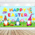 Happy Easter Banner Easter Gnome Backdrop Background Large Easter Rabbit Egg Photo Background for Easter Home Decoration Banner, 70.8 x 45 Inch
