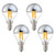 Lxcom Lighting 4W G45 Edison LED Bulb Dimmable Silver Tipped Vintage LED Filament Bulbs-4 Pack-- E12 Candelabra Base Half Chrome LED Decorative Light Lamp Warm White 2700K 40W Equal Edison Bulb,AC110V