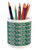 Lunarable Exotic Pencil Pen Holder, Jungle Plumeria Fan Palm Leaf Foliage Nature Hawaiian Beauty, Ceramic Pencil Holder for Desk Office Accessory, 3.6" X 3.2", Forest Green Pale Pink and Seafoam