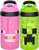 Zak Designs Minecraft Kids Water Bottle with Straw and Built in Carrying Loop Set, Made of Plastic, Leak-Proof Water Bottle Designs -Creeper/Pig, 16 oz, BPA-Free, 2pc Set-
