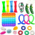 Fidget Toy Set, Cheap Sensory Fidget Toy Pack, Fidget Set with Stress Ball Marble Mesh Simple Dimple Figetget Push Pop Bubble Toy Kill Time-Square 21PCS-