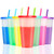 Color Changing Cups Tumblers with Lids Straws - 7 Reusable Bulk Tumblers Plastic Cold Cups for Adults Kids 24oz Tumbler