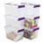 Farmoon 6 Quart Clear Storage Bin, Small Plastic Stackable Box/Cotainer with Lid and Purple Handle, 6 Packs