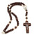 Miraculous Medal Rosary with Dark Brown Wooden Beads Necklace