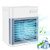 Portable Air Conditioner, Rechargeable Evaporative Mini Air Conditioner with 3 Speeds 7 Colors, Personal Air Cooler Fan for Home, Office and Room -White  plus Gray-