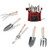 BOONFAN Garden Tool Set, 5 Pieces Stainless Steel Heavy Duty Gardening Kit with Wooden Handle and Waist Bag