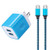 Sixsim Phone Charger Box + 2Pack 6ft Micro USB Cable, 2.1A Dual Port Wall Charger Brick Charging Block Plug Charger Cube with Android Phone Charger Cord for Samsung Galaxy J7 J5, LG K50 K40 Stylo 3 2