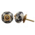 IndianShelf 2 Piece Handmade Black Ceramic Floral Dresser Knobs Drawer Cabinet Kitchen Wardrobe Door Pulls Handles
