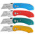 4-Pack Multipurpose Folding Utility Knife, Each One Comes with 5 Replaceable SK5 Blades, Quick Change and Safely Lock-Back Design -Blue, Red, Gold, Green-
