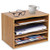 Bamboo Desktop File Organizer, Paper Tray Folder with Adjustable Shelves Dividers, Letter Paperwork Sorter Vertical for Documents Office Supplies