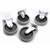 HUBERT Utility Cart Replacement Caster Kit Black Rubber - 5"Dia Set of 4