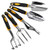 Garden Tool Set 5 Pack, Cast-Aluminum Heavy Duty Gardening Kit 5 Piece Hand Trowel, Transplanter, Cultivator, Weeding Fork and Weeder with Soft Rubberized Non-Slip Ergonomic Handle for Garden Work