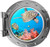 24" Porthole 3D Window Wall Decal Tropical Reef Life -1 Silver Port Scape Sea Turtle Coral Reef Ocean Under The Sea Removable Vinyl Sticker
