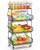 Fruit Basket, GSlife 4 Tier Stackable Wire Basket Cart with Rolling Wheels for Kitchen Counter Floor, Extra Large Market Basket Stand for Produce Pantry Laundry Garage Storage, Black