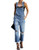 luvamia Women's Casual Distressed Adjustable Denim Bib Overalls Jeans Pants Jumpsuits Blue Size Medium