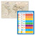 2 Pack - Antique Style World Map Poster Plus Fractions- Decimals  and  Percentages Math Chart -Laminated- 18inch x 24inch-