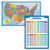 2 Pack - USA Map Poster -Blue Ocean-  and  Division Math Chart -Laminated- 18inch x 24inch-