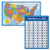 2 Pack - USA Map Poster -Blue Ocean-  and  Numbers 1-100 Math Chart -Laminated- 18inch x 24inch-