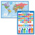 2 Pack - World Map Poster -Blue Ocean-  and  Math Basics Chart -Laminated- 18inch x 24inch-