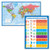 2 Pack - World Map Poster -Blue Ocean- Plus Percentages- Decimals  and  Fractions Chart -Laminated- 18inch x 24inch-