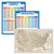 3 Pack - Addition Plus Subtraction Math Poster Set Plus Antique Style USA Map Chart -Laminated- 18inch x 24inch-