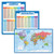 3 Pack - Addition Plus Subtraction Math Poster Set Plus World Map Chart -Blue Ocean- -Laminated- 18inch x 24inch-