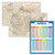 3 Pack - Antique Style World  and  USA Map Poster Set Plus Addition Math Chart -Laminated- 18inch x 29inch-