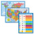3 Pack - World  and  USA Map Poster Set -Blue Ocean- Plus Fraction- Decimals  and  Percentages Chart for Kids -Laminated- 18inch x 29inch-