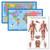 3 Pack - World Map  and  USA Map for Kids Plus Muscular System Anatomy Chart - 3 Poster Set -Laminated- 18inch x 29inch-