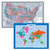 2PK - USA Map Poster -Purple-  and  World Map for Kids Chart -18x24- -Laminated- 18inch x 29inch-