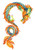 EW Designs Chinese Asian Orange Blue Painted Dragon Vinyl Decal Bumper Sticker -4inch Tall-
