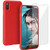 Case for iPhone XR, Muntinfe Liquid Silicone Full Protective Shockproof Cover Case with Free Screen Protector Gel Rubber Anti-Scratch Case for Apple iPhone XR 6.1" 2018 - Red