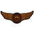 Winged Wheel Small Orange Patch - 5x2 inch. Embroidered Iron on Patch