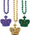 3 Pack Mardi Gras Bead Necklaces with Crown Pendant for Mardi Gras Party