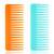 Wide Tooth Comb for Curly Hair Wet Dry Hair- No Handle Detangler Comb Styling Shampoo Comb -Cyan- Orange 2 Pieces-