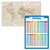 2 Pack - Antique Style World Map Poster  and  Division Math Chart -Laminated- 18inch x 24inch-