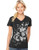 Hanes Womens Short Sleeve Graphic V-neck Tee -multiple graphics available-- LARGE- BLACK