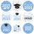 Class of 2021 Graduation Party Favor Labels - 180 Stickers -Light Blue and White-