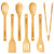 7pcs Kitchen Utensils Set Bamboo Wooden Spoons- Spatulas- Tongs  Cooking Utensils Set