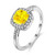 Uloveido Rhodium Plated Solitaire Rings for Women- Square Ring- Silver Color Engagement Wedding Band Rings for Ladies with Round Tiny Cubic Zirconia -Yellow- Size 9- Y3100