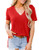 Mokoru Women's Basic V Neck Short Sleeve T Shirt Side Split Casual Tunic Tops Tee- Medium- Red Mokoru Women's Basic V Neck Short Sleeve T Shirt Side Split Casual Tunic Tops Tee- Medium- Red