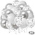 80 Pack Silver White Confetti Balloons-12inch Silver Metallic Confetti Balloons and White Balloons for Birthday Wedding Engagement Graduation Baby Shower Party Decorations.