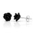 925 Sterling Silver Tiny Black Rose Flower 9 mm Post Stud Earrings