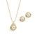 Mariell Freshwater Pearl Button Wedding Necklace and Earrings Gold Jewelry Set for Bridesmaids & Brides