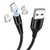 UGI Magnetic Charging Cable Multi 3 in 1 Magnetic Cable 3A Quick Charge  and  Data Sync Nylon Braided with LED Light 2M/6.6ft Magnet USB Cable for Micro USB-Type C/USB C-Phone-Smartphone Tablet