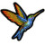 Hot Leathers, HUMMINGBIRD SMALL, High Thread EMBROIDERED Iron-On / Saw-On Rayon PATCH - 4" x 3.5"