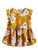 SheIn Women's Ruffle Hem Short Sleeve Floral Chiffon Smock Peplum Blouse Top Large Yellow