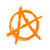 RDW Anarchy Symbol Sticker - Decal - Die Cut - Occupy Logo - Orange 4.00inch x 4.05inch with Custom Text